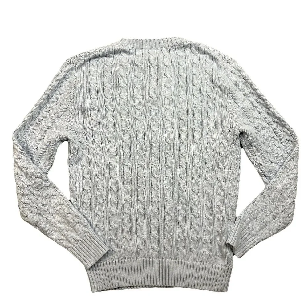 J Crew Cableknit Sweater Mens S Blue Crewneck Cotton Coastal Preppy